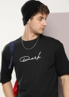 Erkek Baskılı Oversize T-shirt - Siyah