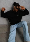 Erkek Baskılı Sweat - Siyah