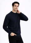 Erkek Bisiklet Yaka Triko Kazak yumuşak dokulu Pamuklu ince Dokuma uzun kollu - Lacivert