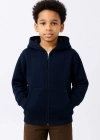 Erkek Çocuk Kapüşonlu Kanguru Çepli Tam Fermuarlı Hırka SweatShirt - Lacivert
