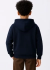 Erkek Çocuk Kapüşonlu Kanguru Çepli Tam Fermuarlı Hırka SweatShirt - Lacivert