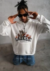 Erkek DANKES Baskılı Kapüşonlu Sweat - Beyaz