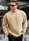 Erkek Düz Bisiklet Yaka Sweat - Bej