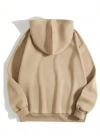 Erkek Düz Kapüşonlu Sweat - Bej