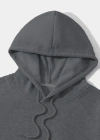 Erkek Düz Kapüşonlu Sweat - Füme