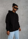 Erkek Düz Kapüşonlu Sweat - Siyah