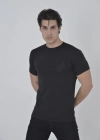 Erkek File Cepli Slim fit T-shirt - Siyah