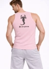Erkek Fitilli Atlet Sıfır Yaka Slim Fit Arka Baskılı Spor Atlet - Pembe