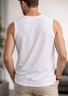 Erkek Flamlı Kumaş Sıfır Kolsuz Atlet Basic Spor Üst, Günlük ve Fitness Kullanımına Uygun - Beyaz