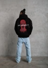 Erkek Oversize Üç İplik Kapüşonlu Sweatshirt Siyah Don’t Be Terrified Ön Sırt ve - Siyah