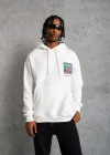 Erkek Patel Six Baskılı Kapüşonlu Sweat - Beyaz