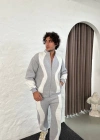 Erkek Premium Parçalı Eşofman Takım - Dik Yaka Fermuarlı Sweatshirt, - Gri