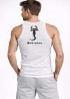 Erkek Spor Fitilli Atlet 2li Set Siyah ve Beyaz Slim Fit Kaşkorse Arka Baskılı Spor Atlet