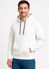 Erkek Üç İplik Kapüşonlu Kanguru Cepli SweatShirt hoodie - Beyaz