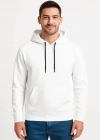 Erkek Üç İplik Kapüşonlu Kanguru Cepli SweatShirt hoodie - Beyaz