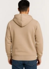 Erkek Üç İplik Kapüşonlu Tam Fermuarlı Kanguru Çepli SweatShirt Hoodie - Bej