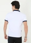 Erkek Yakalı Slim Fit Baskılı T-Shirt - Beyaz