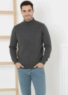 Erkek Yarım Boğaz Triko Kazak yumuşak dokulu Pamuklu ince Dokuma uzun kollu Regular - Füme
