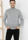 Erkek Yarım Boğaz Triko Kazak yumuşak dokulu Pamuklu ince Dokuma uzun kollu Regular - Gri