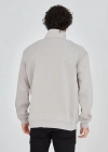Erkek Yarım Fermuarlı Baskılı Sweat - Boyalı Gri