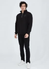 Erkek Yarım Fermuarlı Baskılı Sweat - Siyah