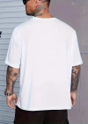 Eşsiz Baskı Tasarımlı Büyük Beden Erkek Tişörtü - Polyester Makinede Yıkanabilir - Beyaz