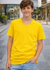Genç Erkek Çocuk V Yaka Tişört Model - Sarı