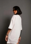 Kadın 24/1 Düz A Kalite Oversize T-shirt - Beyaz