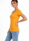Kadın 3lü V Yaka Tişört – Kısa Kollu Yazlık Slim Fit Body - Toz Pembe, Lacivert, Hardal