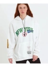 Kadın Baskılı Kapüşonlu Sweatshirt - Beyaz