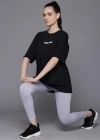 Kadın Baskılı Oversize T-shirt - Siyah
