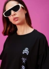 Kadın Baskılı Oversize T-shirt - Siyah