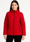 Kadın Bomber Mont Ceket – Su İtici Kumaş, Kapitone Astarlı, Fermuarlı, Kışlık - Kırmızı