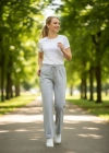 Kadın Düz Paça Beli Lastikli İpli Günlük Spor Eşofman Altı Rahat Fit - Gri