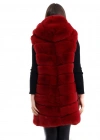 Kadın Kapşonlu Peluş Kürk Yelek Premium Kalite Tam Astarlı Uzun Model - Kırmızı