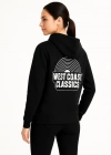 Kadın Kapşonlu Sweatshirt Oversize Üç İplik Şardonlu West Coast Classics Ön Arka - Siyah