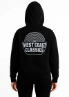 Kadın Kapşonlu Sweatshirt Oversize Üç İplik Şardonlu West Coast Classics Ön Arka - Siyah