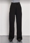 Kadin Likralı Cirt Kapama Siyah Palazzo Pantolon - Siyah