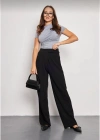Kadin Likralı Cirt Kapama Siyah Palazzo Pantolon - Siyah