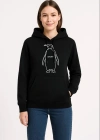 Kadın Nihilist Penguen Özel Tasarım Oversize Kapüşonlu Sweatshirt - Siyah