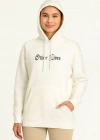 Kadın Oversize Üç İplik Şardonlu Kapüşonlu Sweatshirt Beyaz Other Lives Ön ve Arka Baskılı