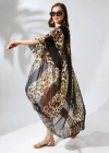 Kadın Rahat Kesim Şifon Kimono - Leopar