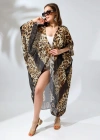 Kadın Rahat Kesim Şifon Kimono - Leopar