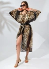 Kadın Rahat Kesim Şifon Kimono - Leopar