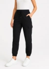 Kadın Siyah Jogger Eşofman Altı Kalıp Kargo Cepli Lastikli Paça Spor Pantolon - Siyah