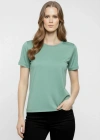 Kadın T-Shirt Bisiklet Yaka Slim Fit Likralı Tişört Günlük Basic Body - Mint Yeşili