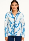 Kadın Tam Fermuarlı Desenli Polar Sweat Lightning Desen Yakalı Uzun Kollu Oversize - Beyaz