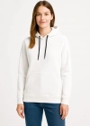 Kadın Üç İplik Kapüşonlu Kanguru Çepli SweatShirt hoodie - Beyaz