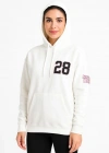 Kadın Üç İplik Kapüşonlu Ön ve Arka Baskılı SweatShirt hoodie - Beyaz