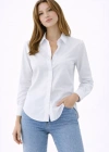 Kadın Uzun Kollu Gömlek Düğmeli Klasik Yaka Günlük ve Ofis Şıklığına uygun - Beyaz
